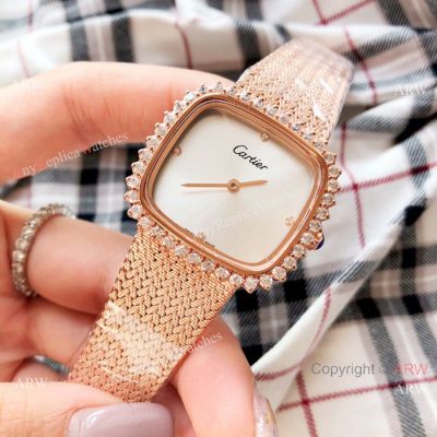 Fashion Cartier Replica Watches - Rose Gold Diamond Case